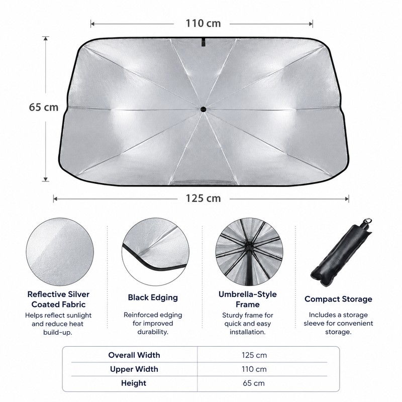 Retractable Car Windshield Sunshade for Parking – Titanium-Coated Heat Shield