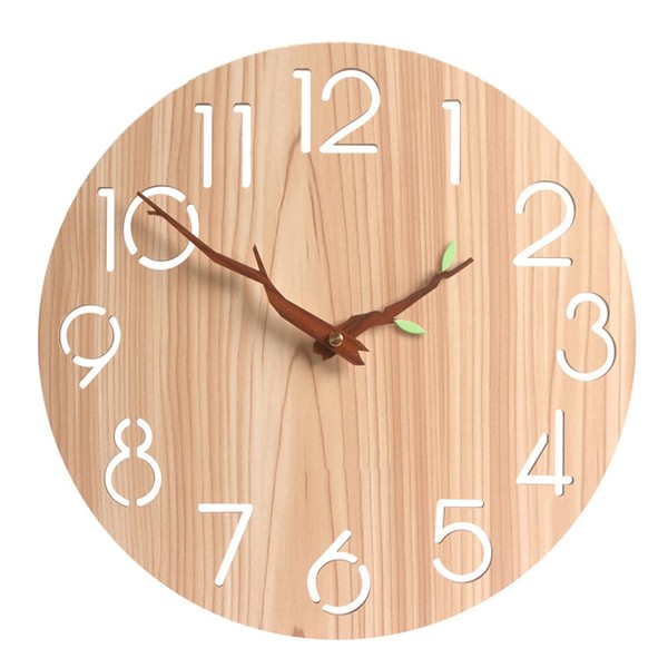 Wall Clock, Stylish, Wooden, Analog, Silent, Continuous Second Hand, Wall