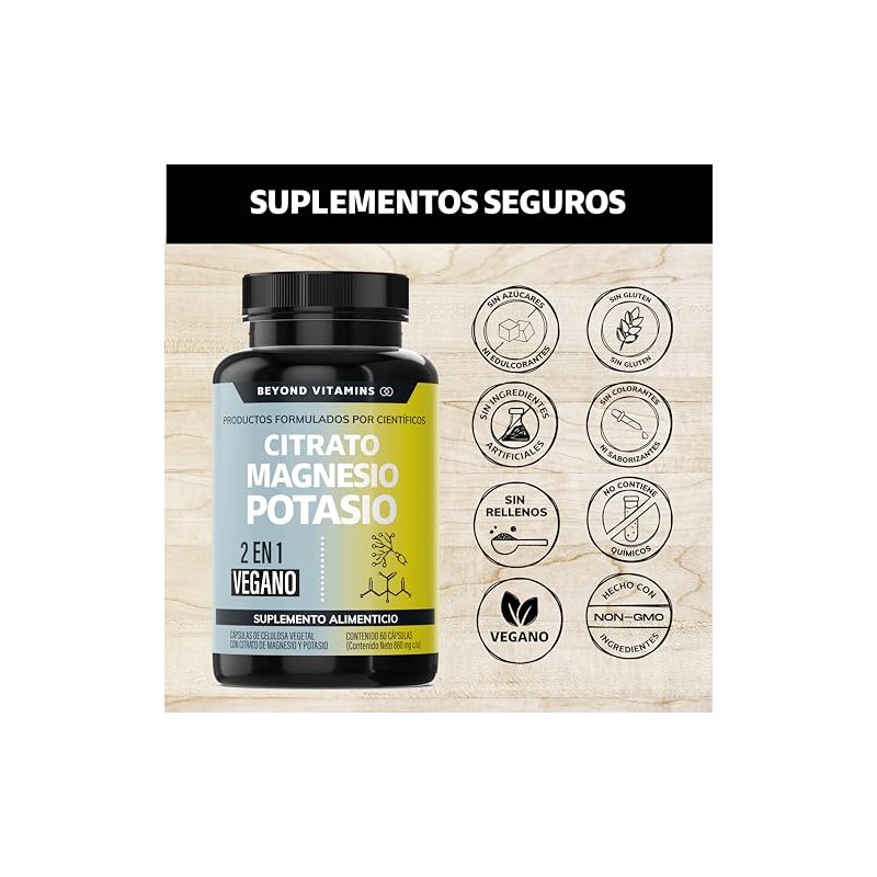 Citrato Magnesio Potasio 1334 Adicionados Platano Polvo Curcuma Arroz Cápsulas