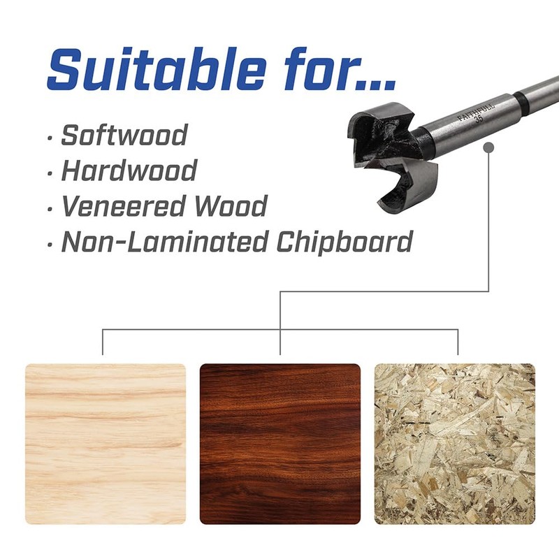 Faithfull FAIFOR30 Forstner Bit for Hardwood, Softwood, Drilling, Boring, Straight,
