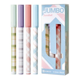 Kaco JUMBO Gel Ink Pens Disposable 4 Pieces Black Ink, 1600M Long Lasting Writing Length Cute School Office Stationery Supplies Quick Drying