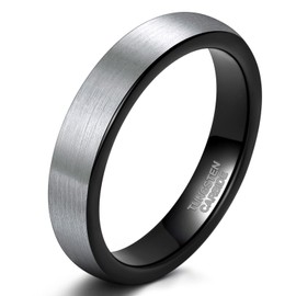SHINYSO 4mm Tungsten Carbide Rings Black Matte Engagement Wedding Band for Men Women Comfort Fit Size 6.5
