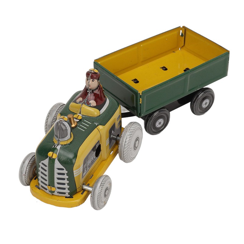 Wind Up Metal Walking Toy Tinplate Tractor Nostalgic Handmade Delicate