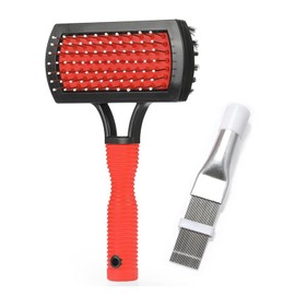 Cepillo de limpieza de bobina de evaporador de aire acondicionado, peine enderezador de aletas de bobina de condensador de CA, cepillo limpiador de HVAC (1 peine de aletas + 1 cepillo limpiador de