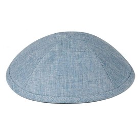 Zion Judaica Deluxe Linen Kippah Yamakas - Yarmulkes para ceremonia para hombre con clips, Azul (Medium Blue), One Size