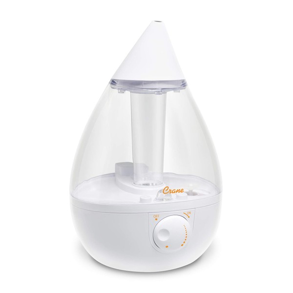 Crane Ultrasonic Humidifiers for Bedroom and Office, 1 Gallon Cool Mist Air Humidifier for Large Room and Home, Humidifier Filters Optional, Clear and White