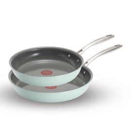 T-fal Ceramic Non-Stick Induction, 10.5 and 12 Inch 2 piece Frypan Set, Mint Green