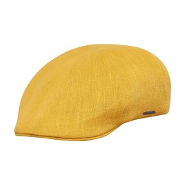 Sterkowski Rusty Cap | 100% Linen Flat Cap for Men and Women | Summer Flat Cap for Men Golf Cap English Summer Duckbill Caps for Men Irish Spring Flat Peak Cap Boys Sun Hat UK 7 5/8 Yellow