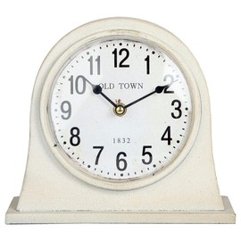 Lily's Home Antique Inspired Farmhouse Desk Or Mantel Clock, Battery Powered, Metal Body, Ivory