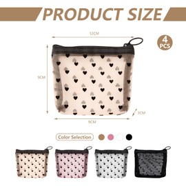 panthra 4PCS Mini Makeup Bag, Portable Cosmetic Bag for Purse for Home Office Travel Accessories (Pink, Beige, Black, White)