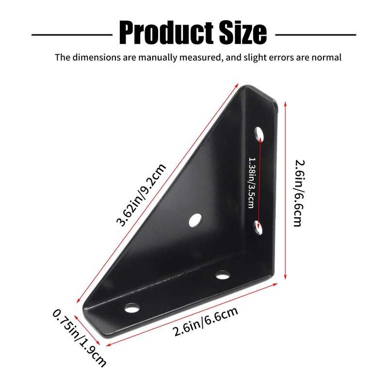 Zreneyfex 6Pcs Corner Brackets with Bolts,Cold Rolled Steel Bracket Connection