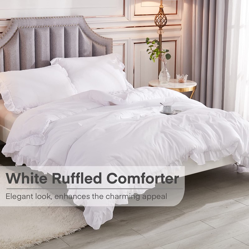 Andency White Oversized Super King Plus Comforter Set, 3 Pieces