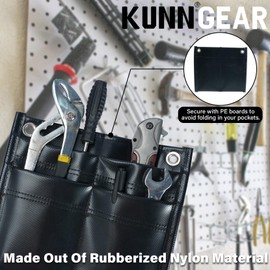 KUNN Firefighter 4-Pocket Tool Pouch Inside Turnout Coat Bunker Pocket Durable Tool Organizer Pocket with 2-Eyelet,Black