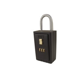 NU-SET Lock | 3-Number Combination Lock Box | Keyed Shackle Key Storage Lock Box | Home Improvement & Door Hardware (Black)