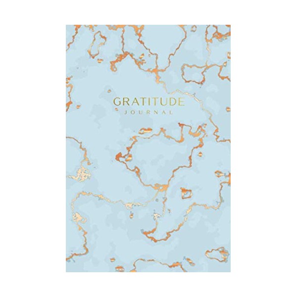 Gratitude Journal: Soft Blue Marble and Faux Rose Gold |