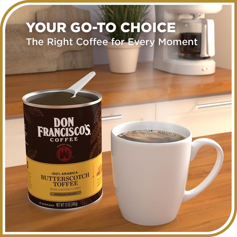 Don Francisco's Butterscotch Toffee Ground Flavored Coffee: Rich 100% Arabica