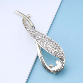 Yheakne Vintage Crystal Banana Clip Gold Rhinestone Hair Clip Metal Hair Clip Pin French Ponytail Holder Alloy Clincher Clip Accessories for Women and Girls (with Crystal)