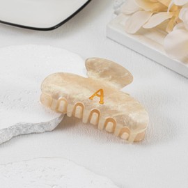 Acrylic Hair Clips Claws Initial Hair Clips Claws for Women Glitter Gold Initial Letter Pattern In Gold letter Shape Hair Clip For Thick Hair Hair clips for styling (A）