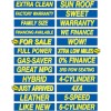 EZ Lettering Yellow and Blue Car Dealer Windshield Stickers Slogans