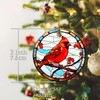 Cardinal Ornament 2024 Round Ceramic Stained Glass Style Red Bird