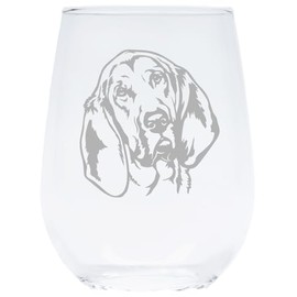 Bloodhound (B2) themed dog stemless wine glass, 17 oz.