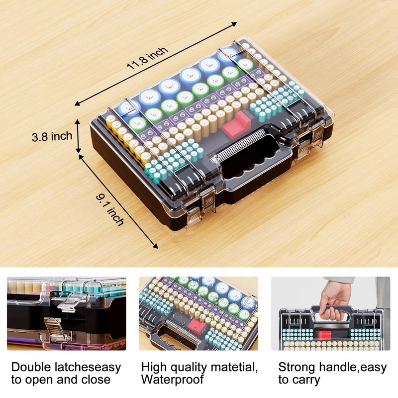 Tututry Battery Organizer Storage Holder Box Case with Tester, Ultra-Large