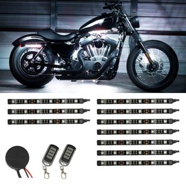 LEDGlow 10pc Advanced White LED Motorcycle Accent Neon Underglow Lighting Kit - 4 Patterns - 4 Brightness Levels - 6" Flexible Light Strips - Includes Waterproof Control Box & 2 Wireless Remotes