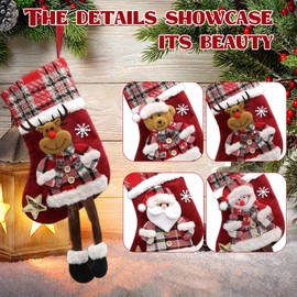 Uoimky Christmas Stocking, Pack of 4 Santa Stocking for Filling, Christmas Stocking for Hanging, Christmas Stocking, Christmas Socks, Christmas Decoration for Christmas Tree, Fireplace, Wall, Stairs