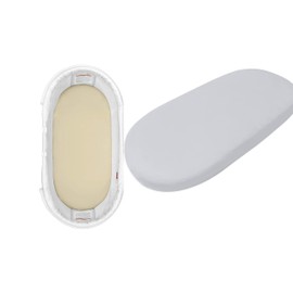 Dudu N Girlie Moses Basket Sheets 67 x 30 cm Cotton | Cradle Fitted Sheets Jersey Soft Bassinet Bedsheet Hypoallergenic Elasticated Breathable Pram Fitted Sheets (Pack of 2, Cream & Grey)