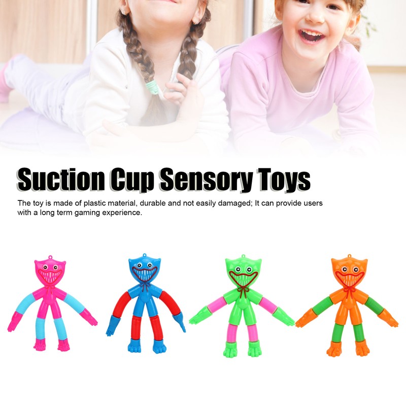 4PCS Telescopic Suction Cup Toy Cartoon Reduce Pressure Plastic Shape