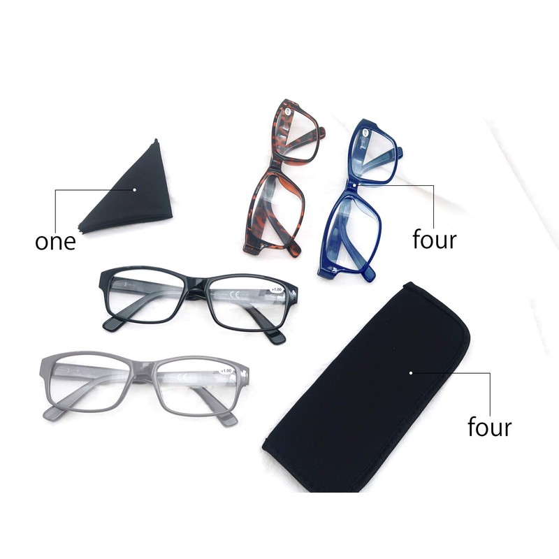 HEEYYOK 4-Pack Reading Glasses Men 2.50,Large Square Readers,Rectangular Frame?Oversized Comfort