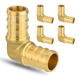 GUOFIS 5 Pack Pex Fittings 1/2 Inch Elbow,Brass 90 Degree Elbows,Resists Corrosion PEX Pipe Tubing Plumbing Jobs Fitting