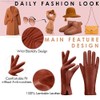 MGGMOKAY Women's Cashmere Lined Leather Gloves, Reddish-brown (Thouchscreen)