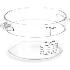 Carlisle StorPlus - Recipiente redondo de policarbonato para almacenamiento de alimentos y paquetes de tapas individuales, Envase, Transparente, 2... 