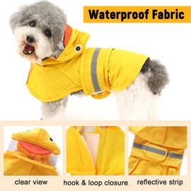 Zunea Waterproof Dog Raincoat with Hood for Medium Dogs Lightweight Reflective Dog Raincoats with Leash Hole Pet Rain Jacket Poncho Slicker Funny Duck Costumes Rainwear Clothes Yellow 4XL