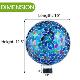 VOREEN 10-Inch Gazing Ball Glass Mosaic Gazing Globe, Outdoor Reflective Ball Yard Decoration for Homes, Patio, Lawn and Gardens, Gift for Mom Wife Friend, Blue and Amber