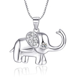 AMIGUO Elephant Pendant Necklace for Women 925 Sterling Silver Elephants Jewelry