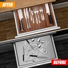 Bellsal Acacia Silverware Organizer Kitchen Drawer Organizer Expandable Bamboo Utensil