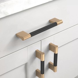 Coinkoly 10 Pack 5"(128mm) Matte Black and Champagne Bronze Cabinet Pulls Knurled Kitchen Cabinet Handles Drawer Pulls Cupboard Hardware for Cabinets