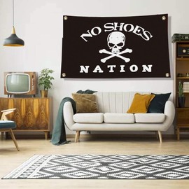ENMOON No Shoes Nation Flag (3x5ft, Vivid Color, 150D Poly) Premium HD Printing with Two Brass Grommets for Dorm Room