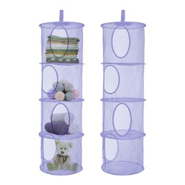 Hanging Mesh Storage Bag, 2PCS Hanging Soft Toy Storage, Teddy Hanging Toy Storage, Hanging Mesh Basket, Organizer Hanging Storage Net(Purple)