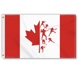 3×5 FT Canada Football Flag,Large 100D America Soccer & Canadian Maple Outdoor Banner,Novel Decor With Sport Pattern,Doube Side Printing For Patio Garden With Brass Gromment