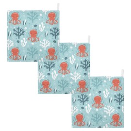 vvfelixl Baby Muslin Washcloths Octopus Swimming Underwater Baby Burp Cloths Cotton Baby Face Towel for Newborn Infants Boys Girls Soft and Absorbent 11.8 X 11.8 in, 3 Pack