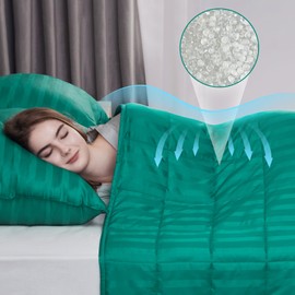 Wellfeel Weighted Blanket for Adult,25lbs Heavy Weighted Blanket 88"x104" Breathable Cooling Summer Blankets, Ultra Soft Cotton Comfort Throw Blanket with Glass Beads for All-Season (Green)