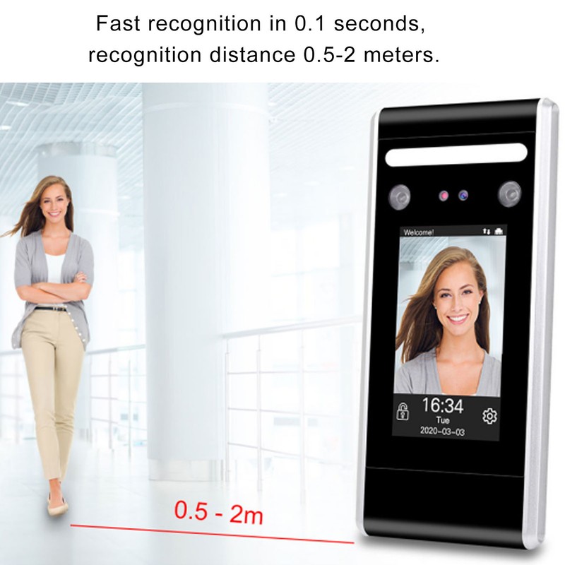 Time Clock Face Recognition Password Attendance Machine 4.3in Touchscreen Infrared