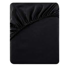 Soifox King Size Fitted Sheet Black - Bed Sheets with Extra Deep Pocket 16 inch (40 cm), Soft Microfiber Bottom Sheet for Kingsize Bed, 150x200cm