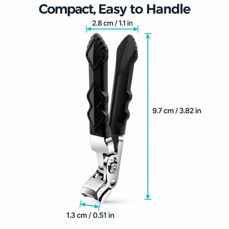 Professional Stainless Steel Angled Toenail Clippers with Wide Jaw, Concave