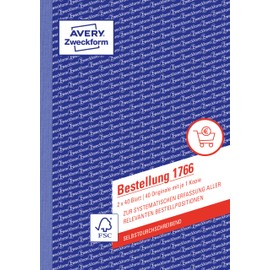 Avery Zweckform 1766 Order, DIN A5, selbstdurchschreibend, 2 x 40 Sheets, White, Yellow
