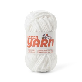 Snow White Chunky Chenille Yarn for Crocheting, Baby Yarn for Crocheting Soft Blanket/Amigurumi, 100g (87.4yds) Super Bulky Fluffy Velvet Knitting/Crochet Yarn