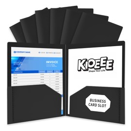Kioeee Plastic Folders with Pockets,Heavy Duty Plastic Folders with 2 Pocket and Business Card Slot,Fit Letter Size Paper,for Home,School and Office (Black) (6)